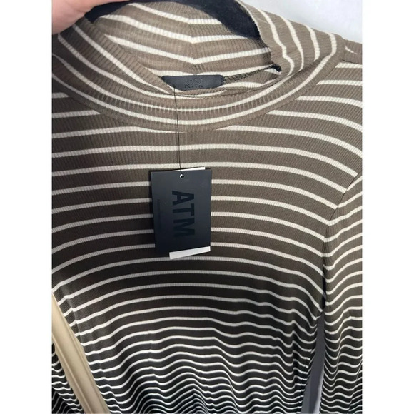 NWT ATM Dip Dye Stripe Dress Black Combo Knit Ribbed Size Small - Picture 8 of 9